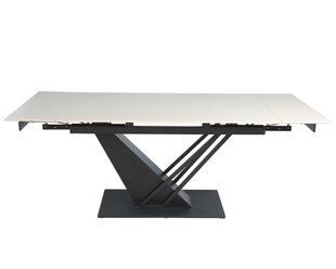 Стіл розкладний FERNANDO CERAMIC Intarsio 140(200)*90 бежевий/чорний жива фотографія