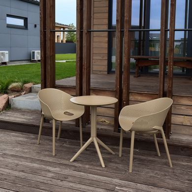 Комплект 2 стула Siesta Onto Sky Pro + Стол круглый Siesta Sky Folding Table 60 - Taupe реальная фотография