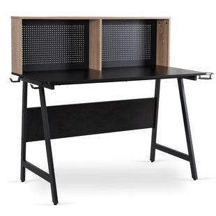 Письменный стол MEBEL ELITE ICE 138,5 см Черный/Дуб реальная фотография