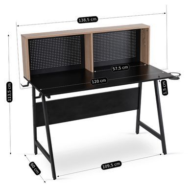 Письмовий стіл MEBEL ELITE ICE 138,5 см Чорний/Дуб жива фотографія