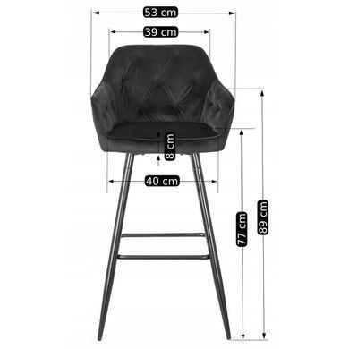Барный стул бархатный MEBEL ELITE SALEM Velvet черный / черный реальная фотография