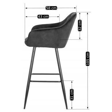 Барный стул бархатный MEBEL ELITE SALEM Velvet черный / черный реальная фотография