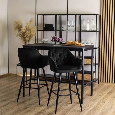 Барный стул бархатный MEBEL ELITE SALEM Velvet черный / черный реальная фотография