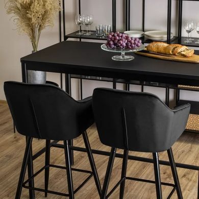 Барный стул бархатный MEBEL ELITE SALEM Velvet черный / черный реальная фотография