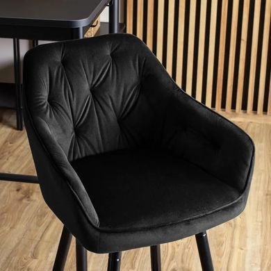 Барный стул бархатный MEBEL ELITE SALEM Velvet черный / черный реальная фотография