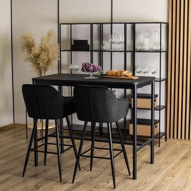 Барный стул бархатный MEBEL ELITE SALEM Velvet черный / черный реальная фотография