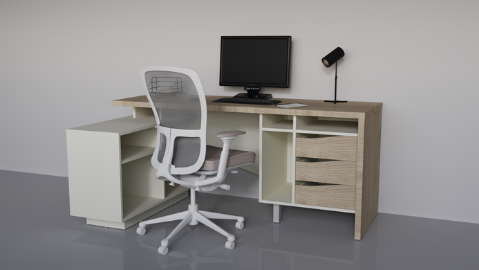 Стол письменный CONNECT 2 L SK Intarsio 1800*786 дуб кремона котта/стоун бейж реальная фотография