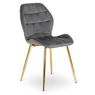 Стул бархатный MEBEL ELITE LUCKY Velvet Серый / Золотой реальная фотография