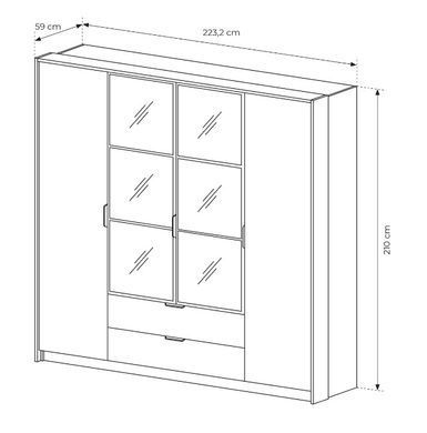 Шкаф для одежды Perfect Home Милтон / Milton 4-дверный с зеркалом 4D2S/220 Каштан/антрацит реальная фотография