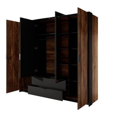 Шкаф для одежды Perfect Home Милтон / Milton 4-дверный с зеркалом 4D2S/220 Каштан/антрацит реальная фотография
