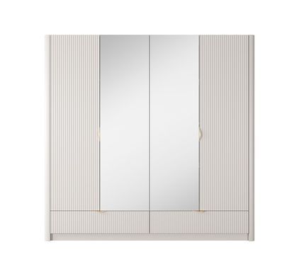 Шкаф для одежды Perfect Home Ланте/Lante 4-дверный с зеркалом и золотыми ручками 4D2S/213 Беж реальная фотография