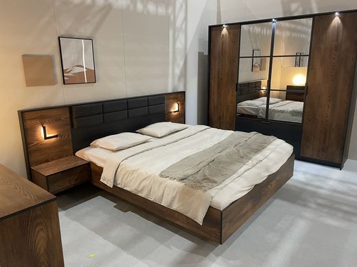 Шкаф для одежды Perfect Home Милтон / Milton 4-дверный с зеркалом 4D2S/220 Каштан/антрацит реальная фотография
