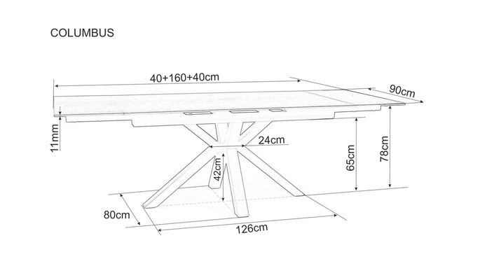 Стіл Обідній COLUMBUS AMBER BIANCO Signal 160(240)X90 Білий Мат / Чорний Мат жива фотографія