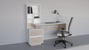 Стол компьютерный HECTOR B/G L Intarsio белый бриллиант/гикори рокфорд светлый реальная фотография