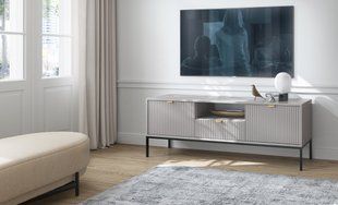 Тумба під телевізор Perfect Home Нова / Nova 1-дверна з 2 ящиками і чорними ніжками RTV154 Сірий жива фотографія