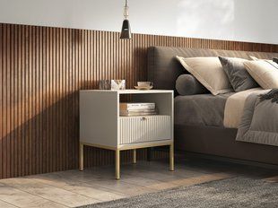 Тумба приліжкова Perfect Home Нова / Nova з 1 шухлядою і золотими ніжками S54 Кашемір жива фотографія