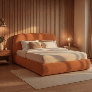 Ліжко двоспальне MEBEL ELITE ROSSO 160x200 см Рудий Букле жива фотографія