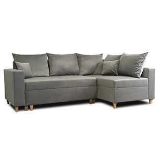 Кутовий диван оксамитовий MEBEL ELITE MARKUS Velvet 238 см Cірий (правий)