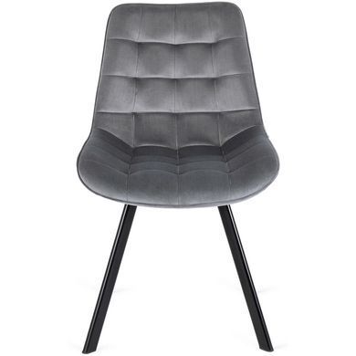 Комплект стіл MEBEL ELITE CLARK 120(160)х80 см глянцевий чорний, та 4 стільців RICK, сірого кольору жива фотографія