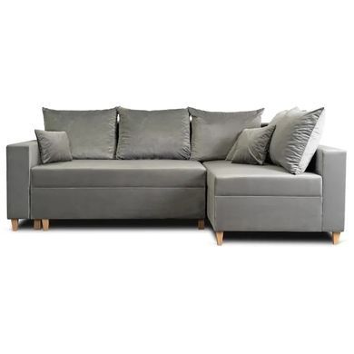 Кутовий диван оксамитовий MEBEL ELITE MARKUS Velvet 238 см Cірий (правий)