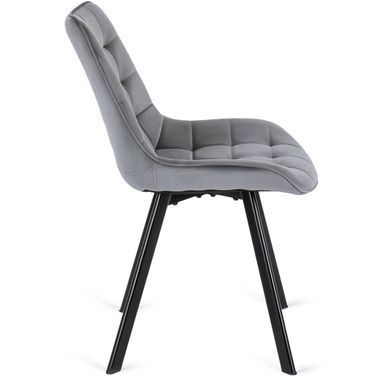 Комплект стіл MEBEL ELITE CLARK 120(160)х80 см глянцевий чорний, та 4 стільців RICK, сірого кольору жива фотографія