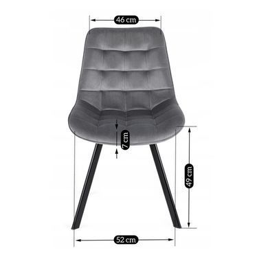 Комплект стіл MEBEL ELITE CLARK 120(160)х80 см глянцевий чорний, та 4 стільців RICK, сірого кольору жива фотографія