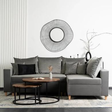 Кутовий диван оксамитовий MEBEL ELITE MARKUS Velvet 238 см Cірий (правий)