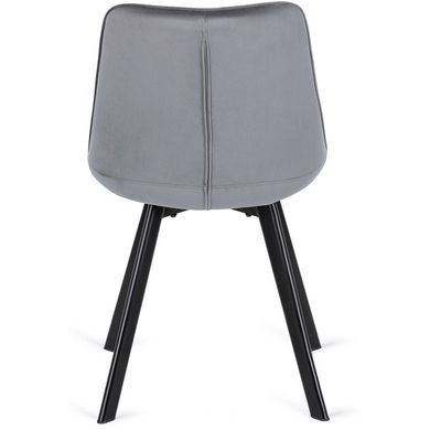 Комплект стіл MEBEL ELITE CLARK 120(160)х80 см глянцевий чорний, та 4 стільців RICK, сірого кольору жива фотографія