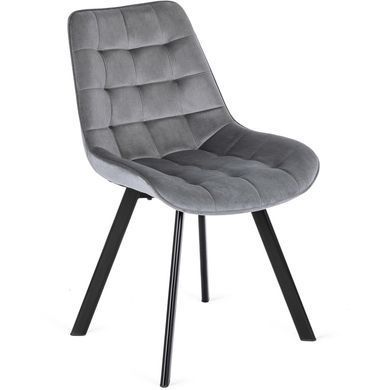 Комплект стіл MEBEL ELITE CLARK 120(160)х80 см глянцевий чорний, та 4 стільців RICK, сірого кольору жива фотографія