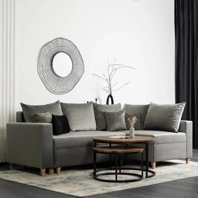 Кутовий диван оксамитовий MEBEL ELITE MARKUS Velvet 238 см Cірий (правий)