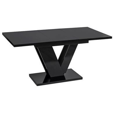 Комплект стіл MEBEL ELITE CLARK 120(160)х80 см глянцевий чорний, та 4 стільців RICK, сірого кольору жива фотографія