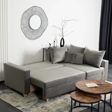 Кутовий диван оксамитовий MEBEL ELITE MARKUS Velvet 238 см Cірий (правий)