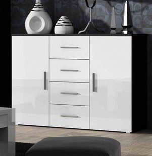 Комод UNI Cama 132 Чорний Мат / Білий Глянець жива фотографія