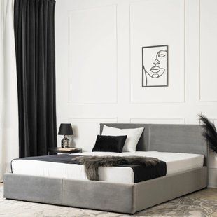 Ліжко двоспальне оксамитове MEBEL ELITE MONICA Velvet 160x200 Сірий жива фотографія