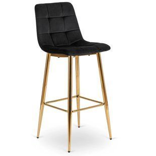 Барний стілець оксамитовий MEBEL ELITE ARIEL Velvet Чорний / Золотий жива фотографія
