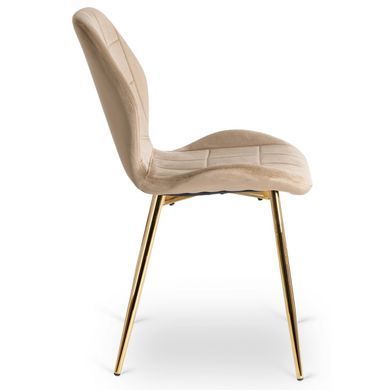 Стілець оксамитовий MEBEL ELITE IRYS Velvet Беж/золото жива фотографія