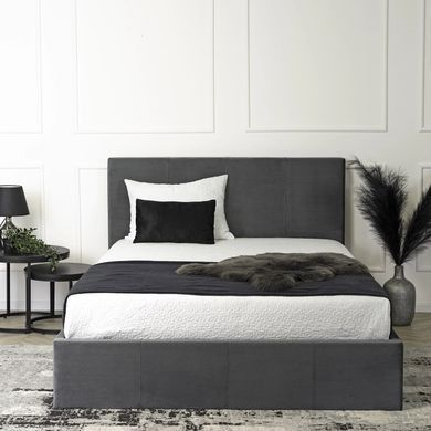 Ліжко двоспальне оксамитове MEBEL ELITE MELIA Velvet 160x200 Сірий жива фотографія