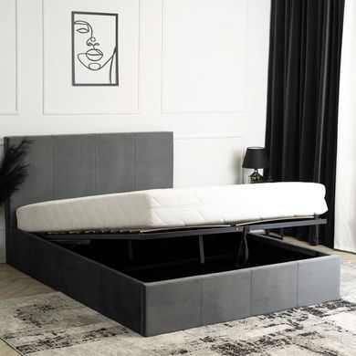 Ліжко двоспальне оксамитове MEBEL ELITE MELIA Velvet 160x200 Сірий жива фотографія