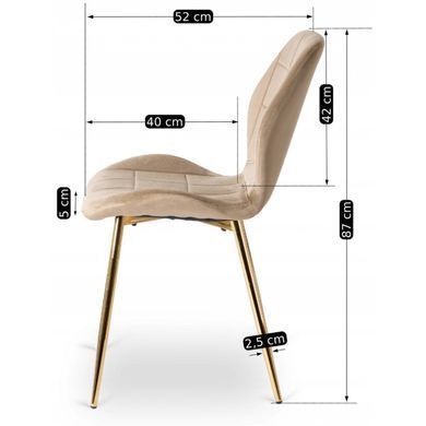 Стілець оксамитовий MEBEL ELITE IRYS Velvet Беж/золото жива фотографія