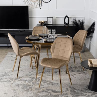 Стілець оксамитовий MEBEL ELITE IRYS Velvet Беж/золото жива фотографія