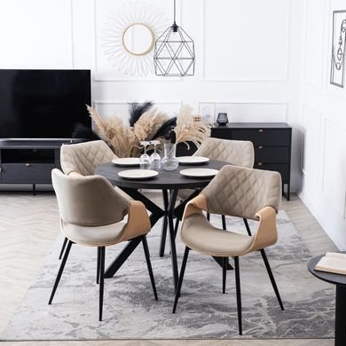 Стілець оксамитовий MEBEL ELITE DAKOTA Velvet, Дуб золотий / Беж жива фотографія