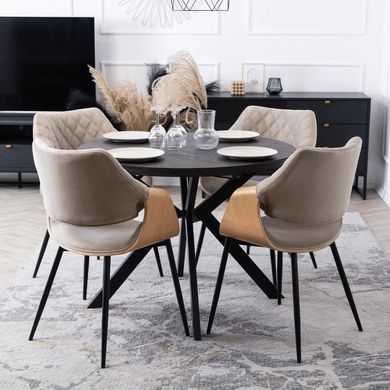 Стілець оксамитовий MEBEL ELITE DAKOTA Velvet, Дуб золотий / Беж жива фотографія