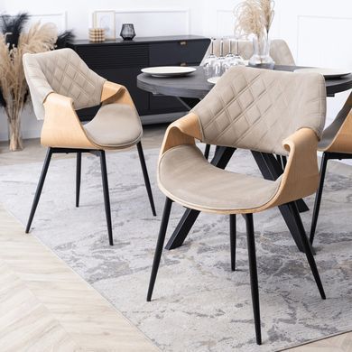 Стілець оксамитовий MEBEL ELITE DAKOTA Velvet, Дуб золотий / Беж жива фотографія