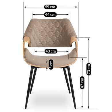 Стілець оксамитовий MEBEL ELITE DAKOTA Velvet, Дуб золотий / Беж жива фотографія