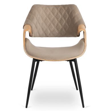 Стілець оксамитовий MEBEL ELITE DAKOTA Velvet, Дуб золотий / Беж жива фотографія