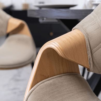 Стілець оксамитовий MEBEL ELITE DAKOTA Velvet, Дуб золотий / Беж жива фотографія