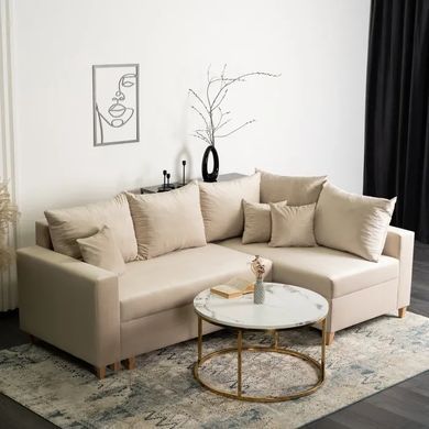 Кутовий диван оксамитовий MEBEL ELITE MARKUS Velvet 238 см Бежевий (правий)