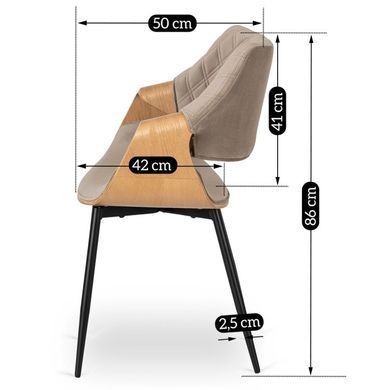 Стілець оксамитовий MEBEL ELITE DAKOTA Velvet, Дуб золотий / Беж жива фотографія