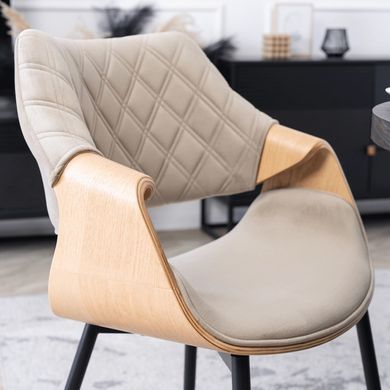 Стілець оксамитовий MEBEL ELITE DAKOTA Velvet, Дуб золотий / Беж жива фотографія