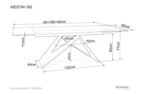 Стіл Обідній WESTIN CERAMIC Signal OSSIDO BRUNO 160(240)X90 Коричневий Мат / Чорний Мат жива фотографія